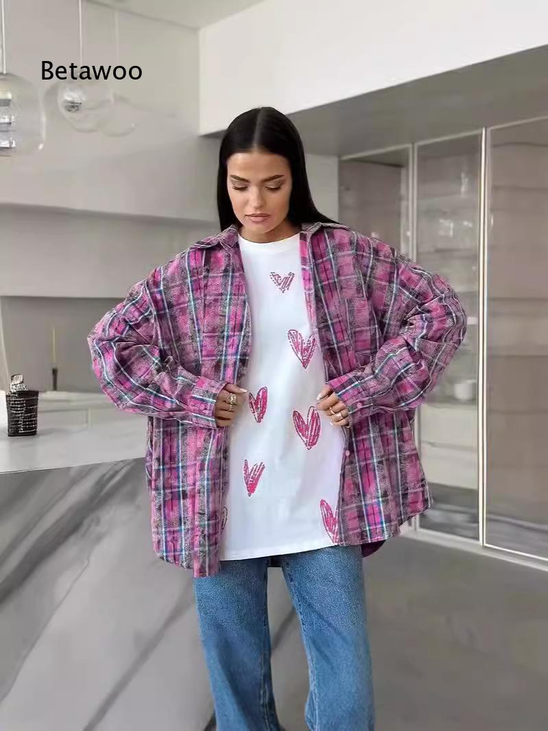 Oversized Loose Plaid Shirt Fo - Fashion Street Night ulasan dan harga