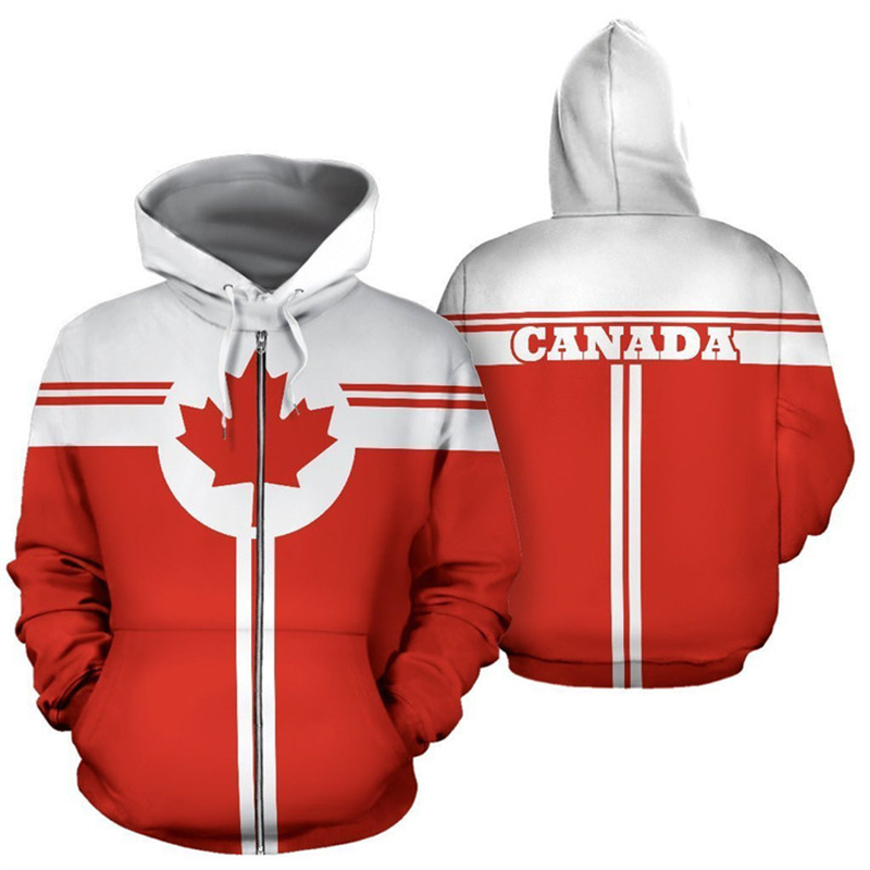 Canada Flag 3d Printed Zip Up  - Street Fashion Canada ulasan dan harga